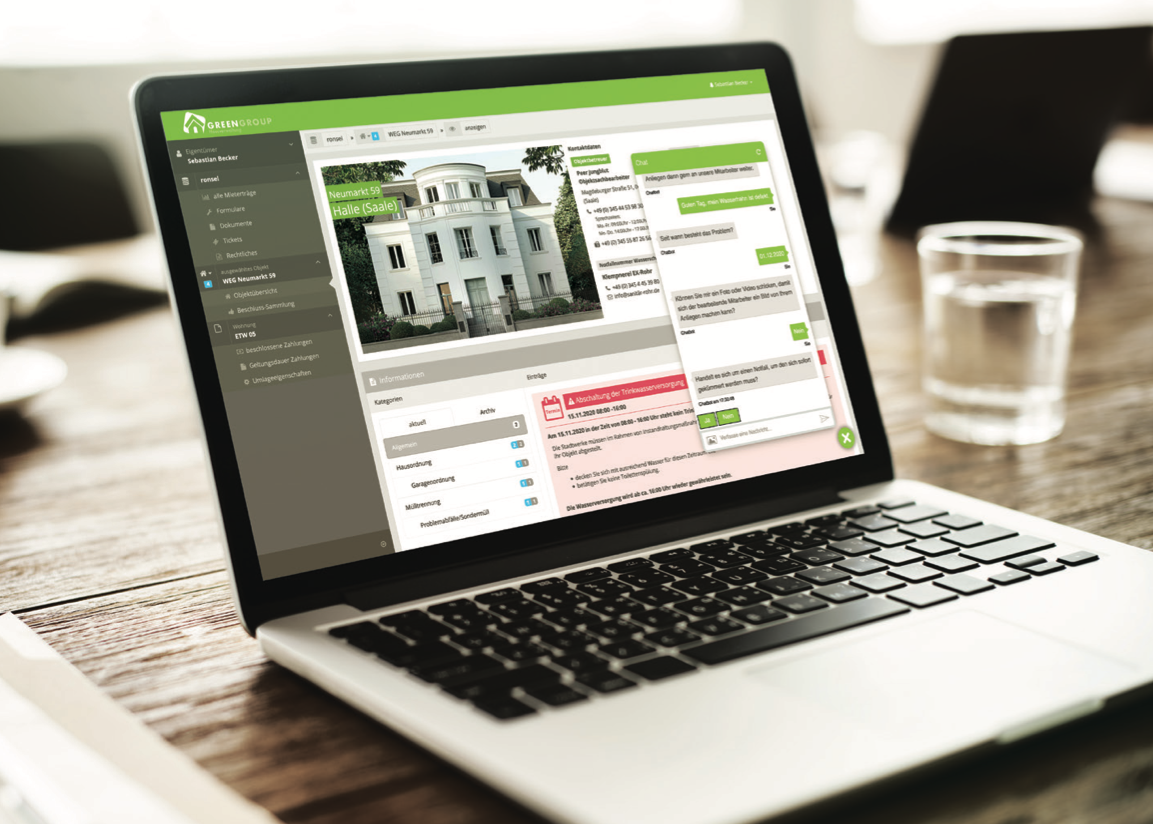 Beispielansicht des Kundenportals auf einem Laptop